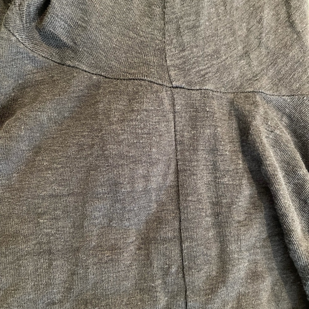 Eileen Fisher Charcoal Gray Long V-Neck Linen Dress - Picture 8 of 8